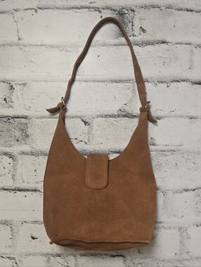 Vintage 2002 GAP Brown Suede Hobo Bag Y2K Minimalist Shoulder Bag